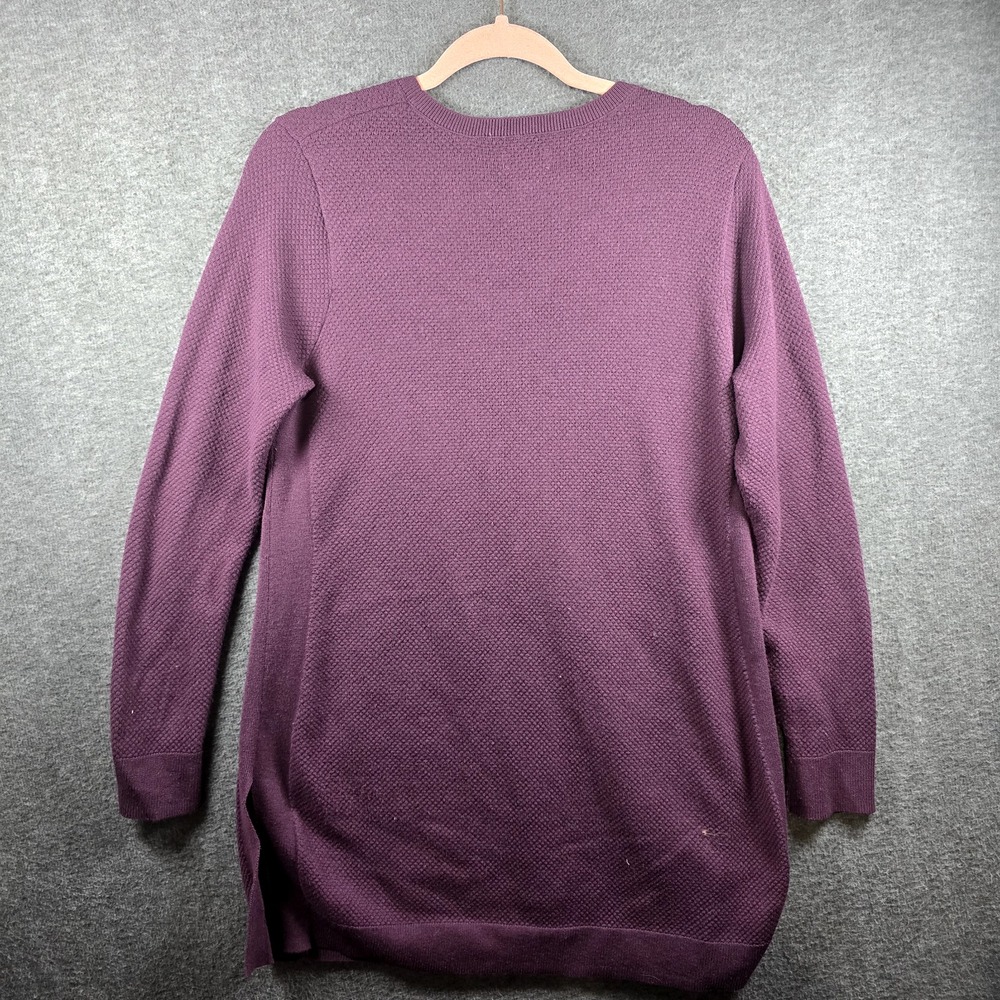 Duluth Trading Women L Purple Eggplant Pullover Sweater Waffle Long Oversize - Picture 6 of 9